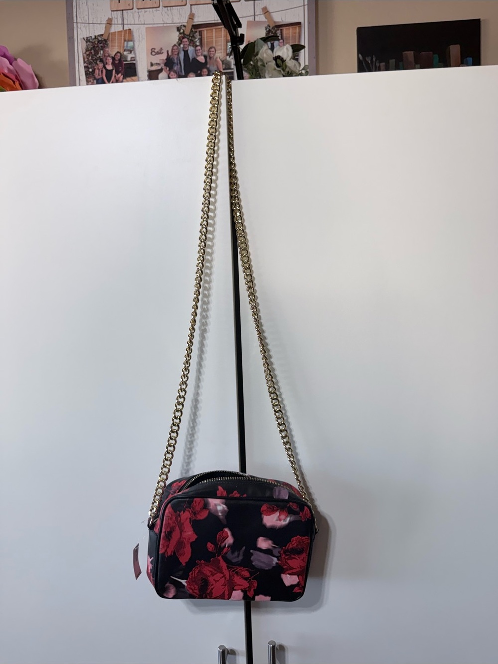 Victoria's Secret Black Cosmetic Bag with Red Floral Design - Picture 2 of 6